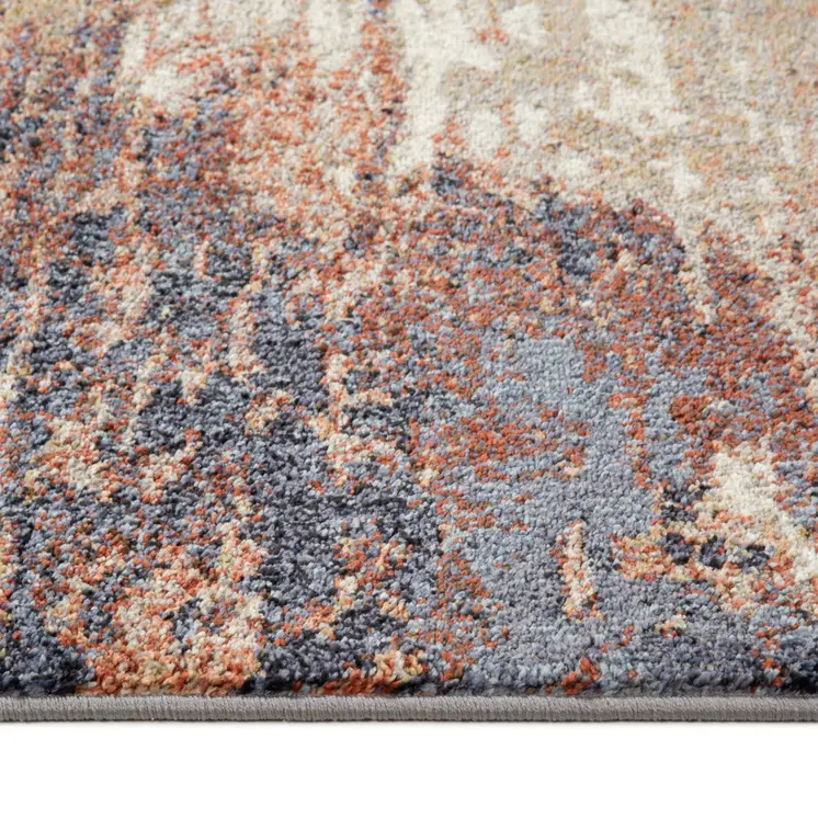 2' X 3' Ivory Rust And Blue Abstract Area Rug