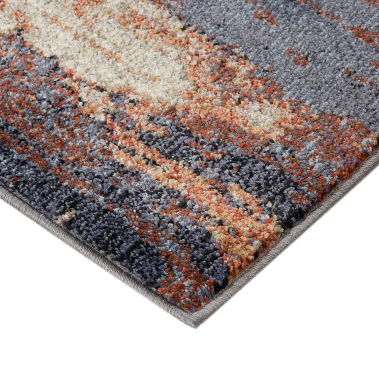 2' X 3' Ivory Rust And Blue Abstract Area Rug