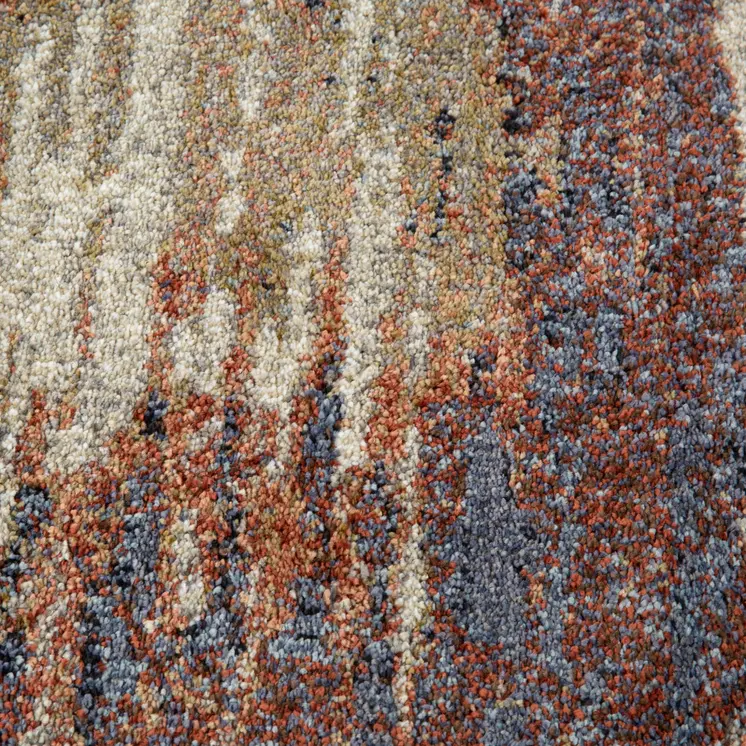 2' X 3' Ivory Rust And Blue Abstract Area Rug
