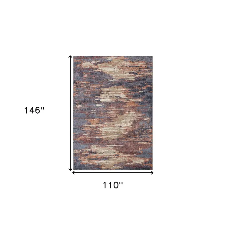 9' X 12' Ivory Rust And Blue Abstract Area Rug