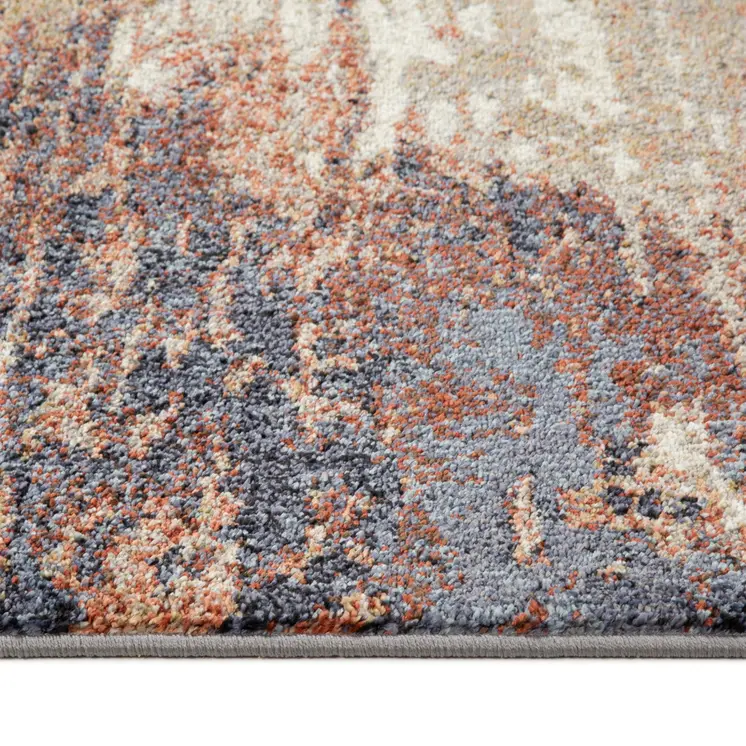 2' X 3' Beige Rust And Blue Abstract Area Rug
