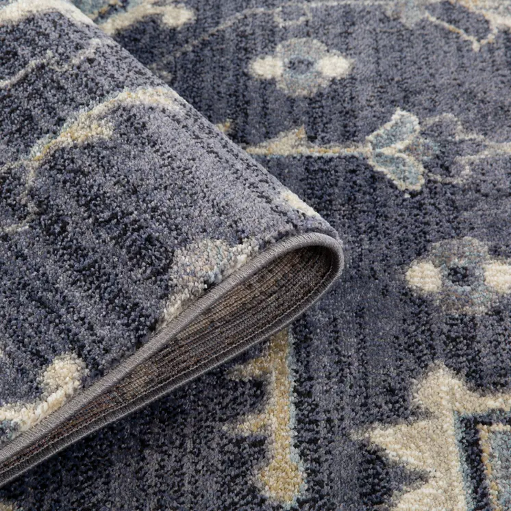 10' Ivory Gray And Purple Floral Medallion Runner Rug