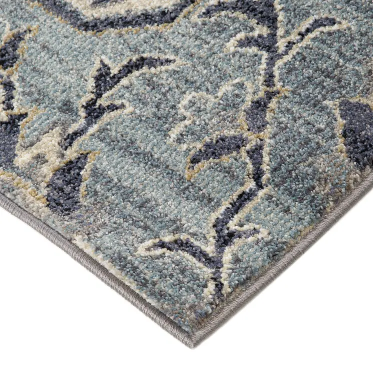6' X 9' Ivory Gray And Purple Floral Medallion Area Rug