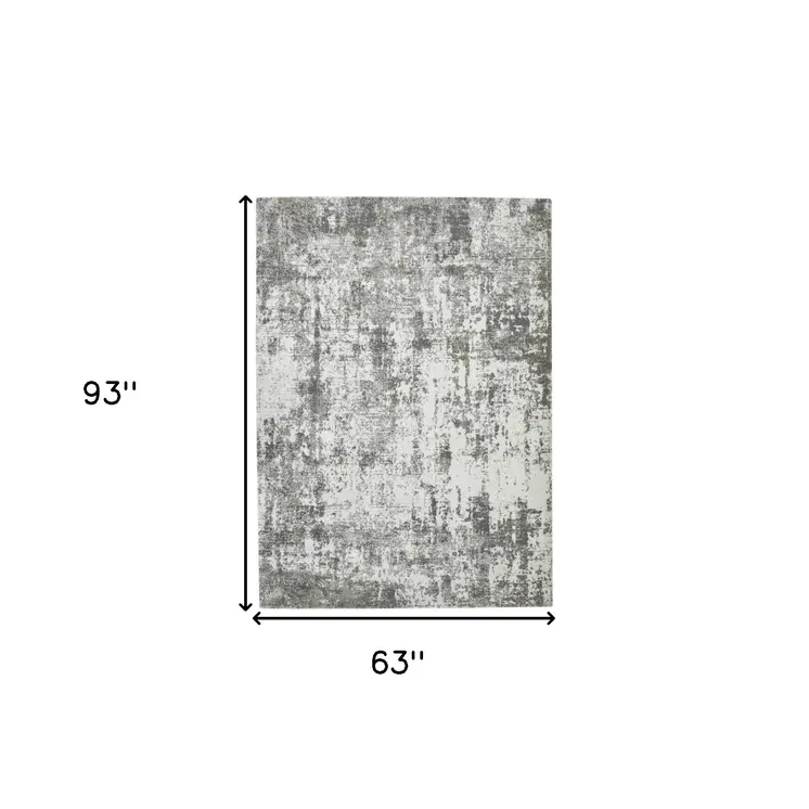 5' X 8' Ivory And Gray Abstract Area Rug