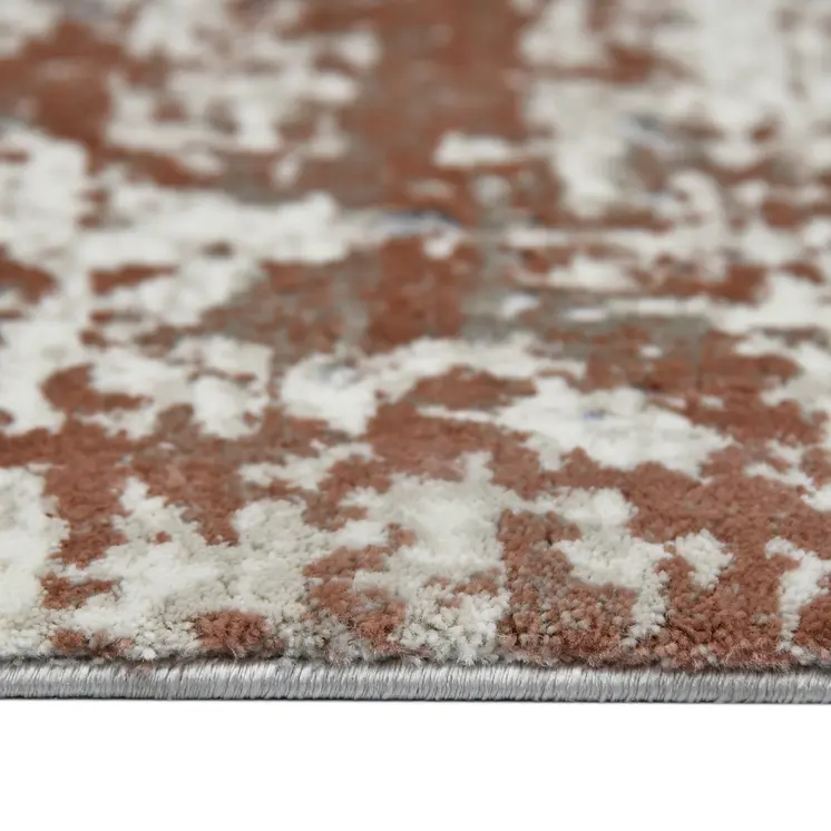 5' X 8' Ivory Red And Gold Abstract Area Rug