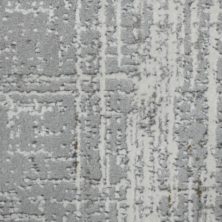 10' Ivory Blue And Gray Abstract Runner Rug