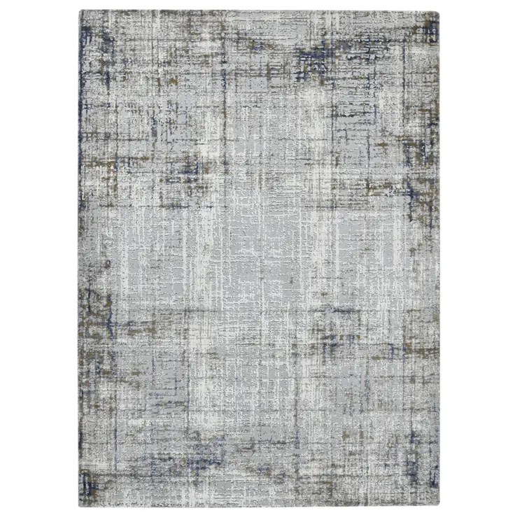 5' X 8' Ivory Blue And Gray Abstract Area Rug