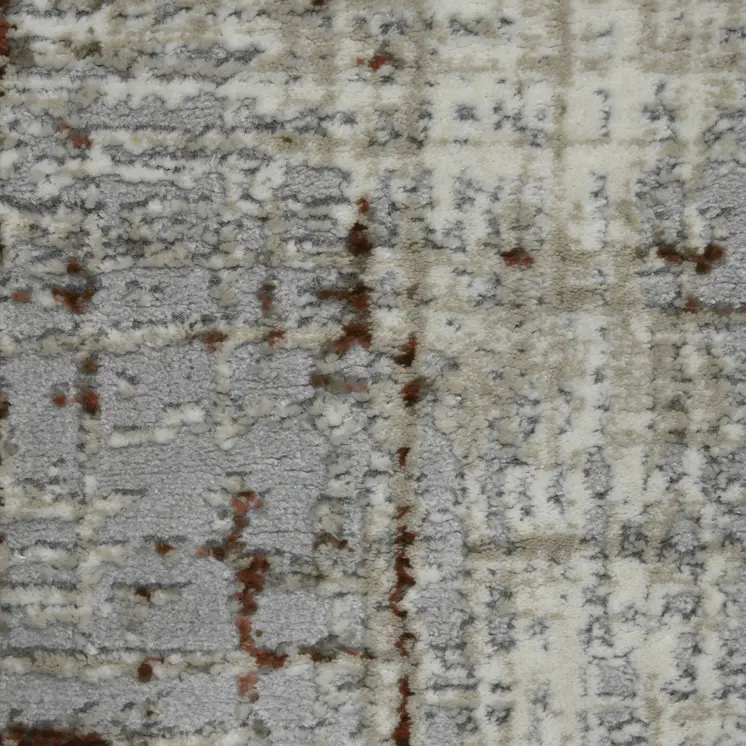 5' X 8' Ivory Red And Gray Abstract Area Rug
