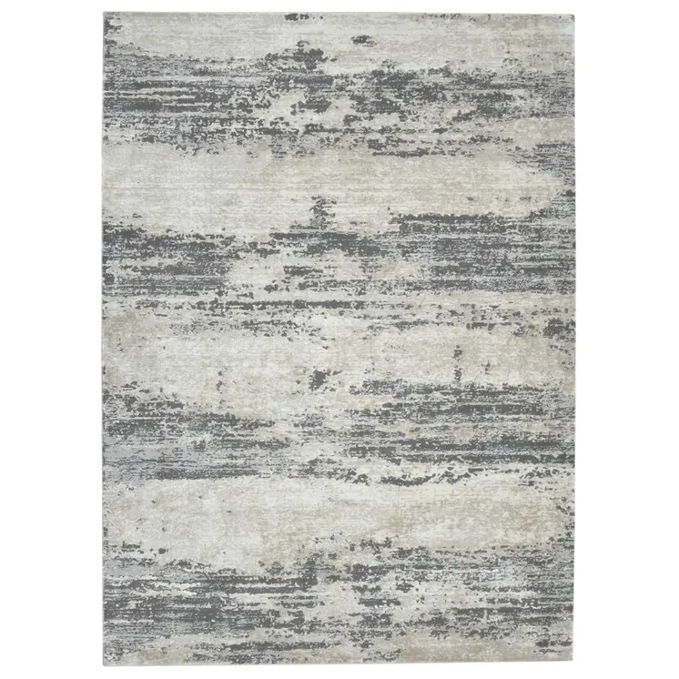 5' X 8' Ivory Beige And Gray Abstract Area Rug