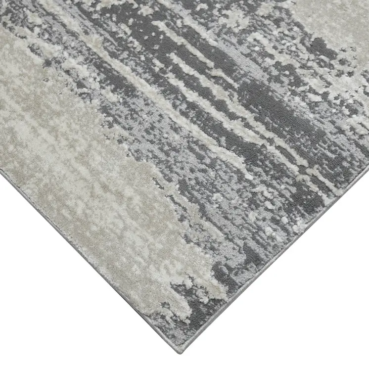 5' X 8' Ivory Beige And Gray Abstract Area Rug
