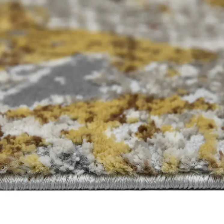 5' X 8' Ivory Gray And Gold Abstract Area Rug