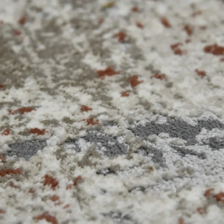5' X 8' Ivory Gray And Gold Abstract Area Rug