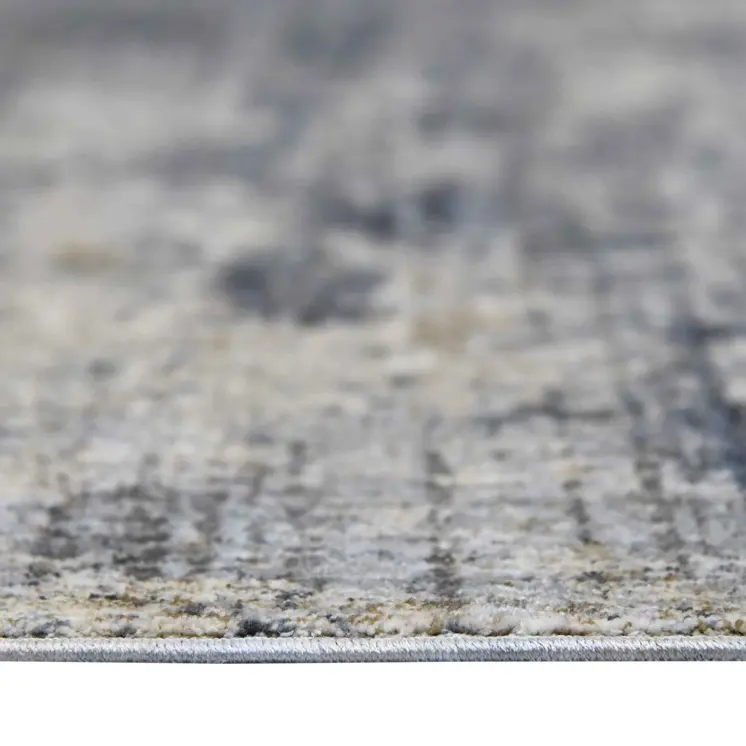 8' Gray and Ivory Abstract Power Loom Runner Rug