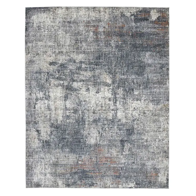 10' X 14' Gray and Ivory Abstract Power Loom Area Rug