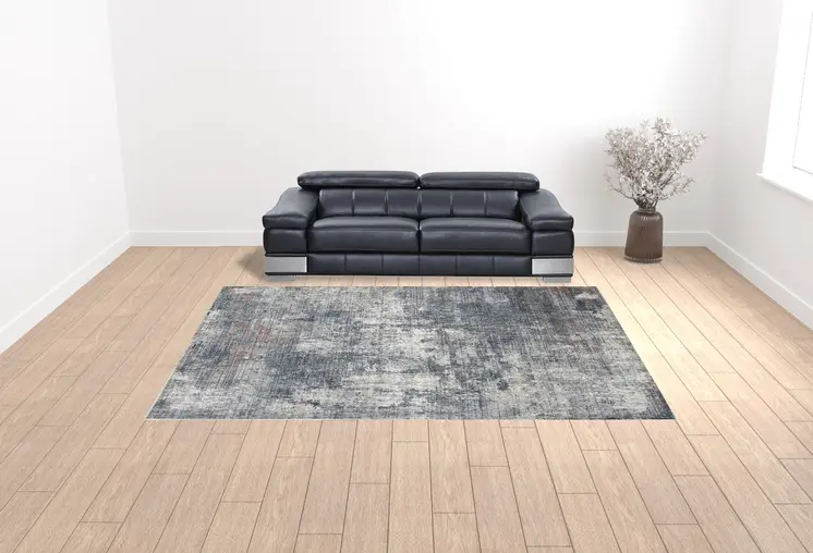 10' X 14' Gray and Ivory Abstract Power Loom Area Rug