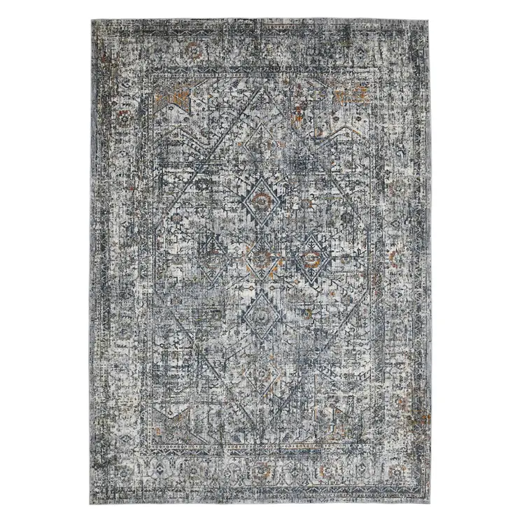 5' X 8' Ivory And Orange Oriental Area Rug