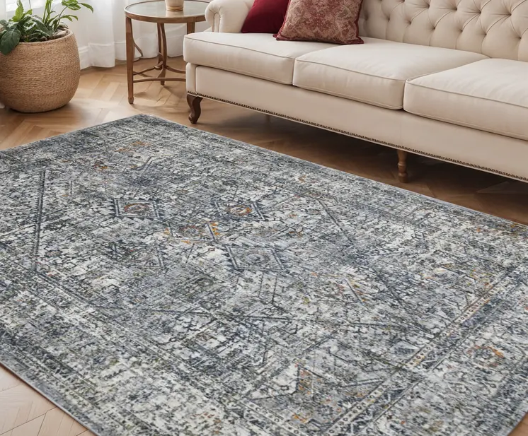 5' X 8' Ivory And Orange Oriental Area Rug