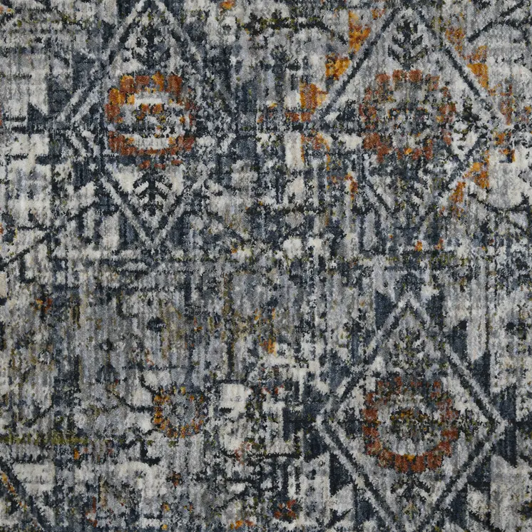 5' X 8' Ivory And Orange Oriental Area Rug
