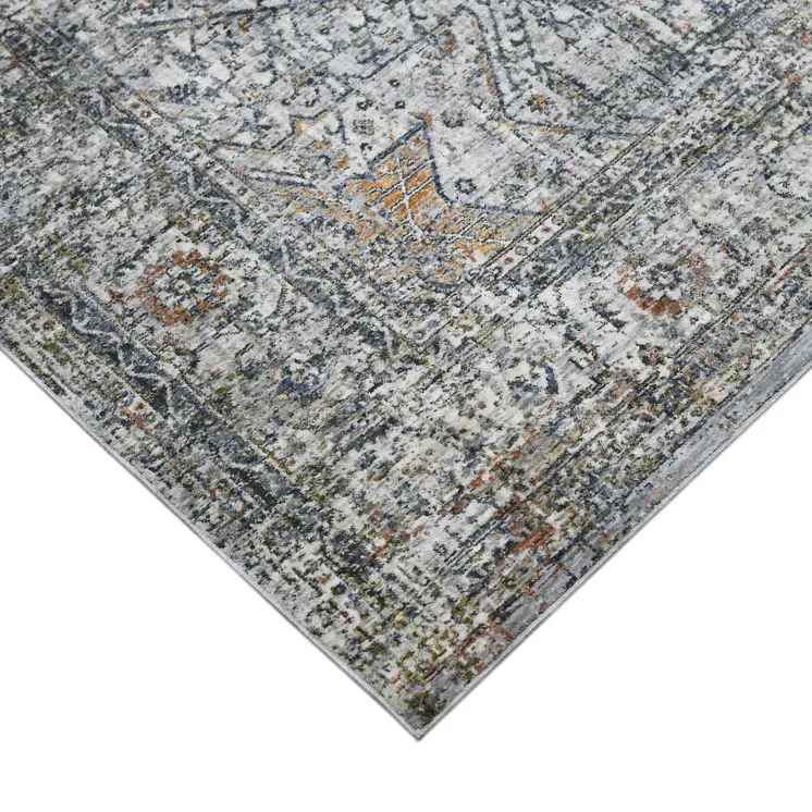 5' X 8' Ivory And Orange Oriental Area Rug