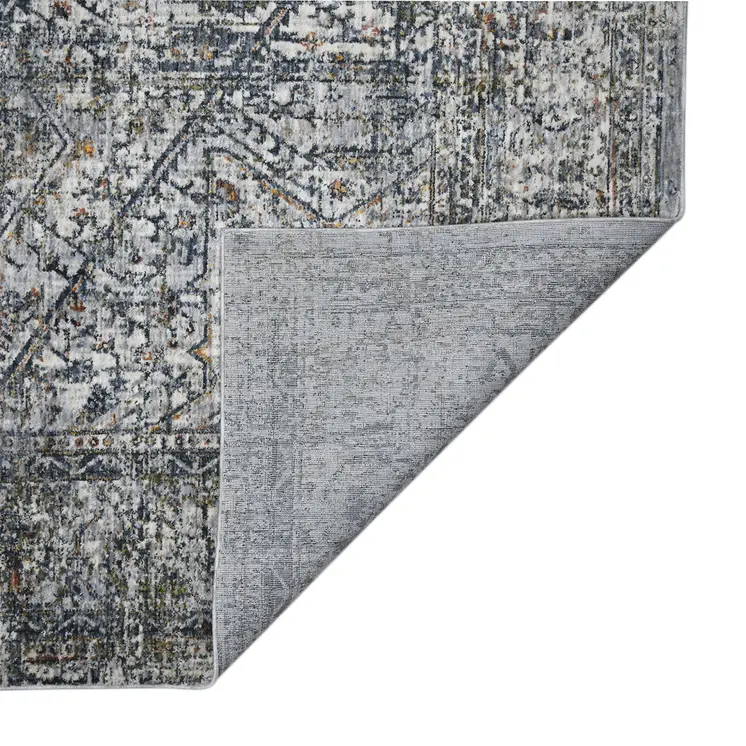 5' X 8' Ivory And Orange Oriental Area Rug