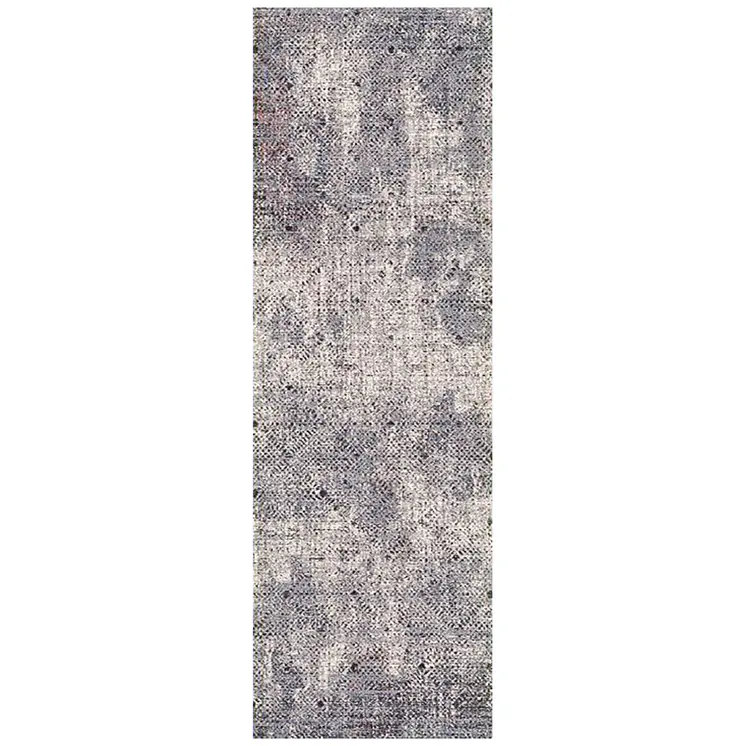 8' Ivory Black And Gray Abstract Runner Rug