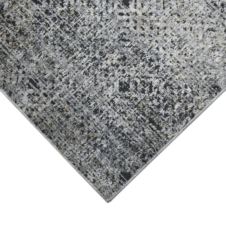 8' X 10' Ivory Black And Gray Abstract Area Rug