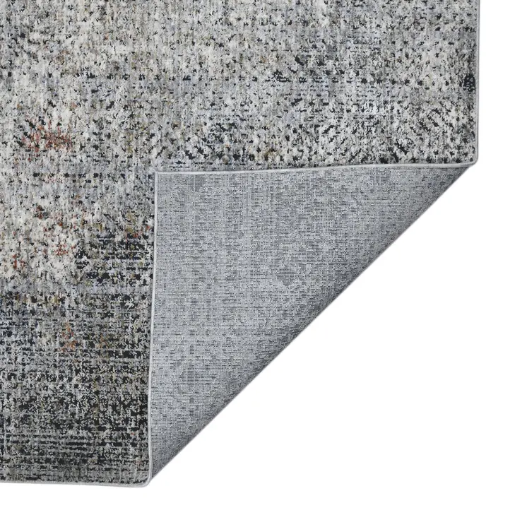 8' X 10' Ivory Black And Gray Abstract Area Rug