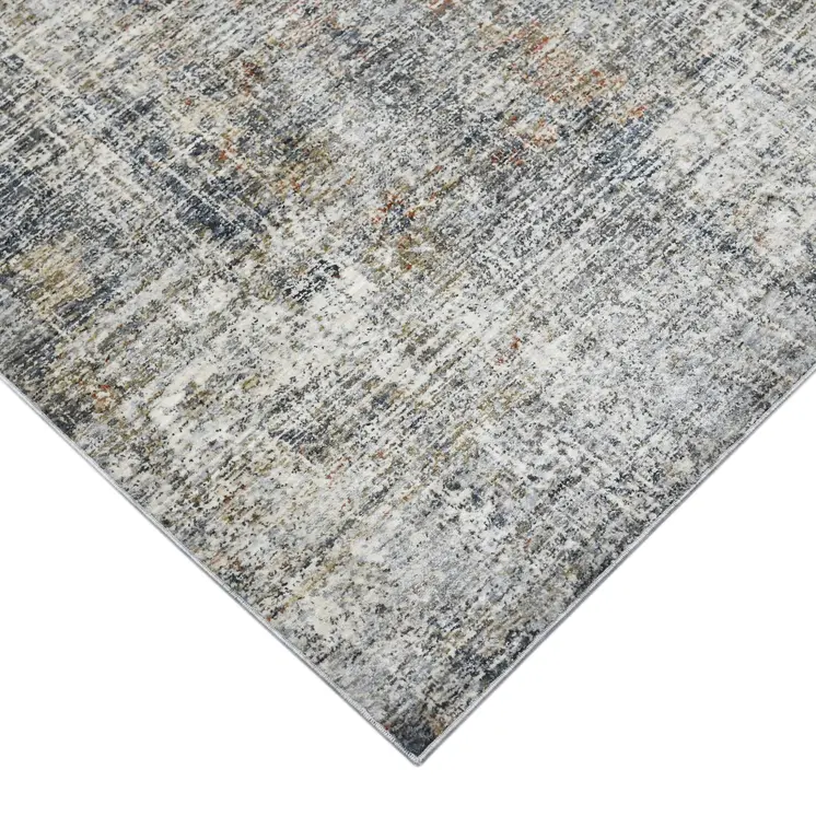 10' X 14' Ivory Gray And Orange Abstract Area Rug