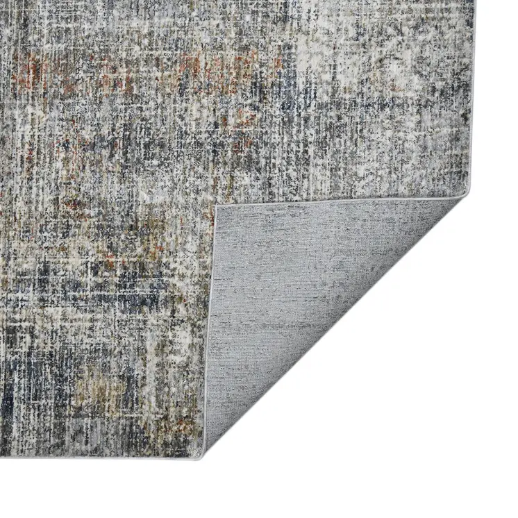 10' X 14' Ivory Gray And Orange Abstract Area Rug