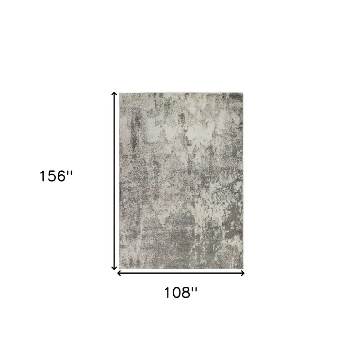 9' X 12' Beige Ivory And Gray Abstract Area Rug