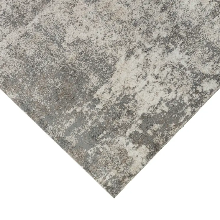 8' Beige Ivory And Gray Abstract Runner Rug