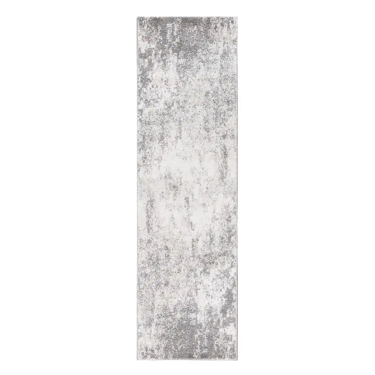 8' Beige Ivory And Gray Abstract Runner Rug