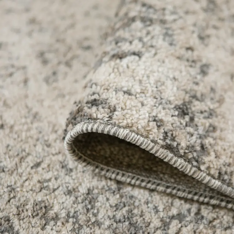 8' Beige Ivory And Gray Abstract Runner Rug