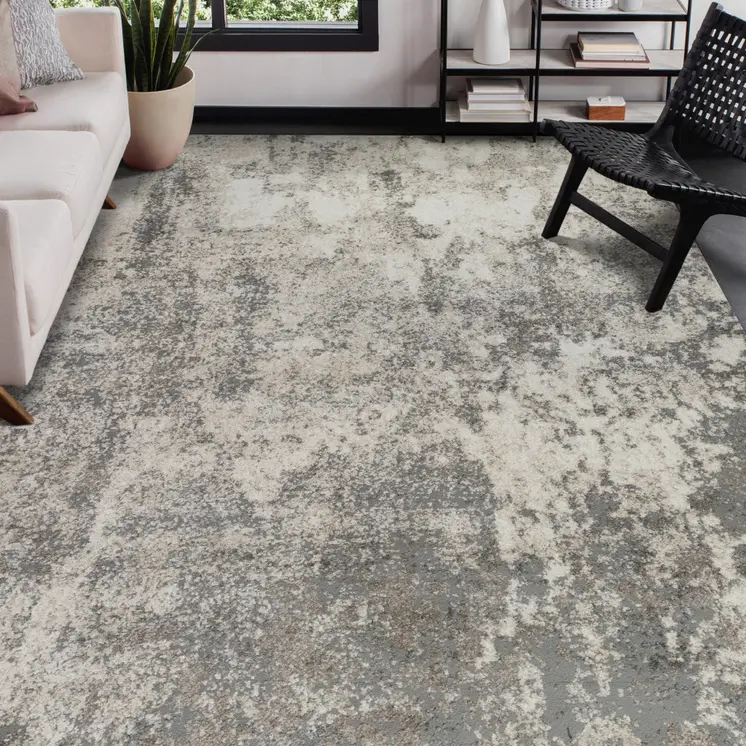 8' X 10' Beige Ivory And Gray Abstract Area Rug
