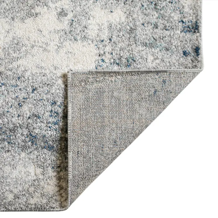 8' Gray And Light Blue Abstract Runner Rug