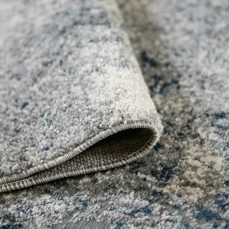 8' Gray And Light Blue Abstract Runner Rug