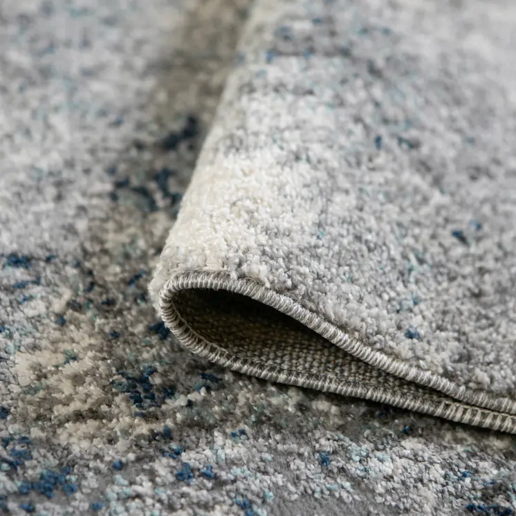 8' Gray And Light Blue Abstract Runner Rug