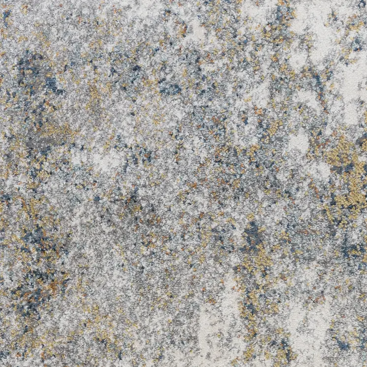 2' X 3' Ivory Blue And Yellow Abstract Area Rug