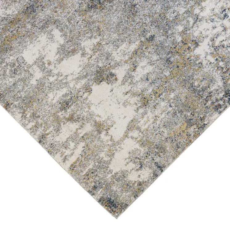 2' X 3' Ivory Blue And Yellow Abstract Area Rug