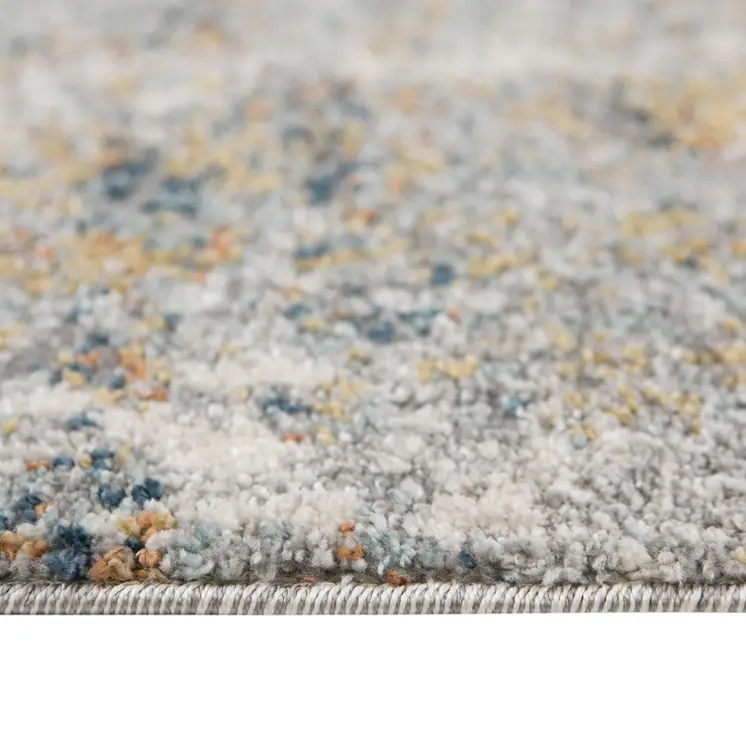9' X 12' Ivory Blue And Yellow Abstract Area Rug