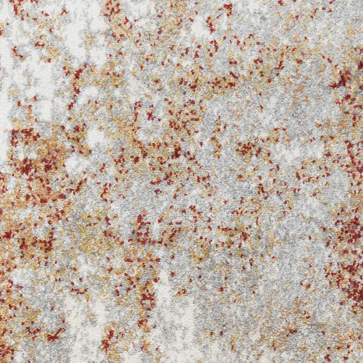 9' X 12' Ivory Red And Cream Abstract Area Rug