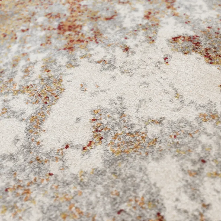 9' X 12' Ivory Red And Cream Abstract Area Rug