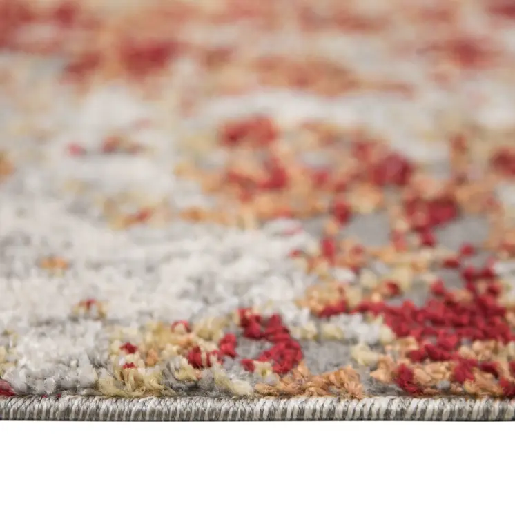8' X 10' Ivory Red And Cream Abstract Area Rug