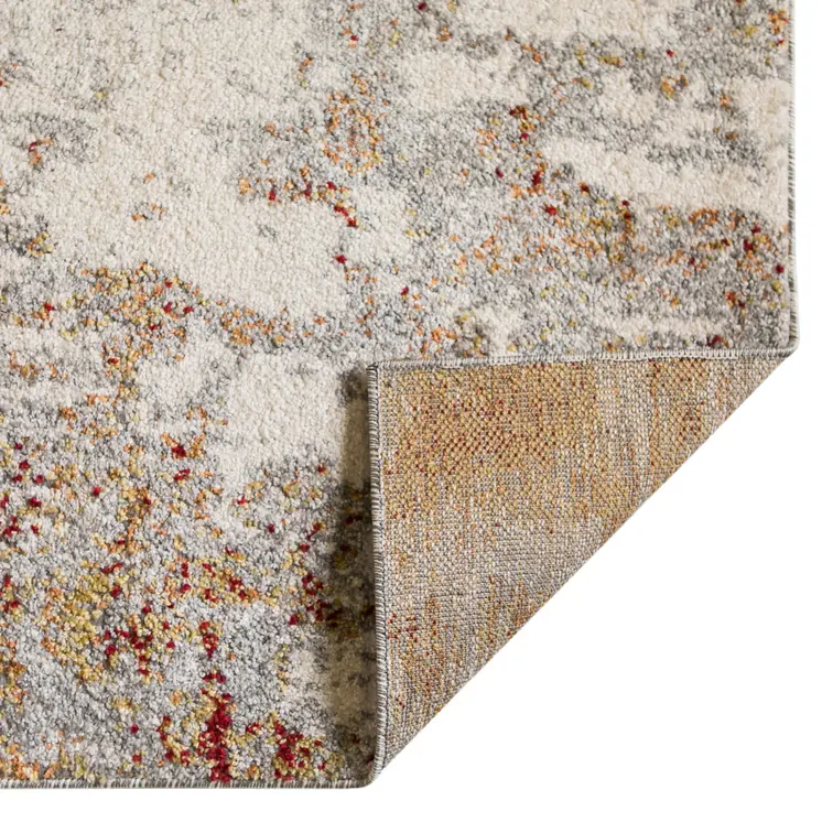 8' X 10' Ivory Red And Cream Abstract Area Rug