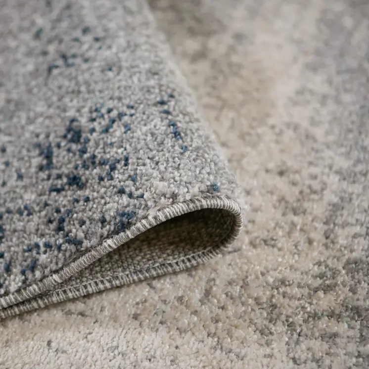 8' Dark Blue And Gray Abstract Runner Rug