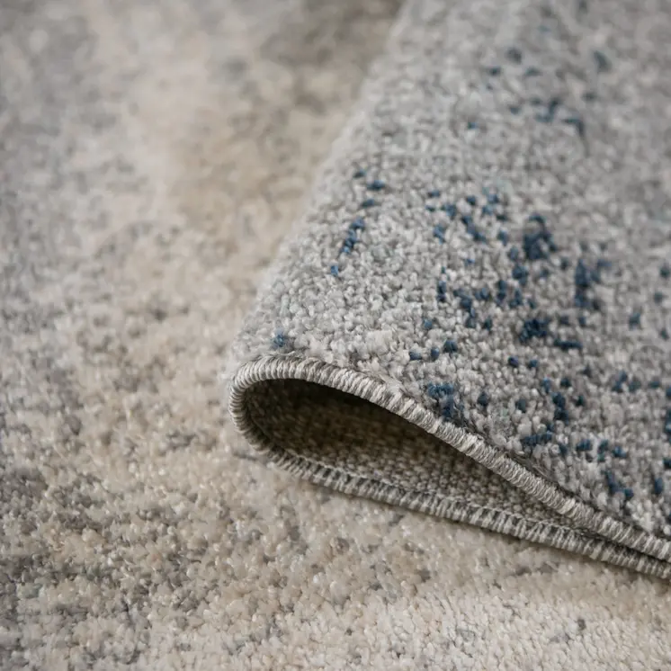 8' Dark Blue And Gray Abstract Runner Rug