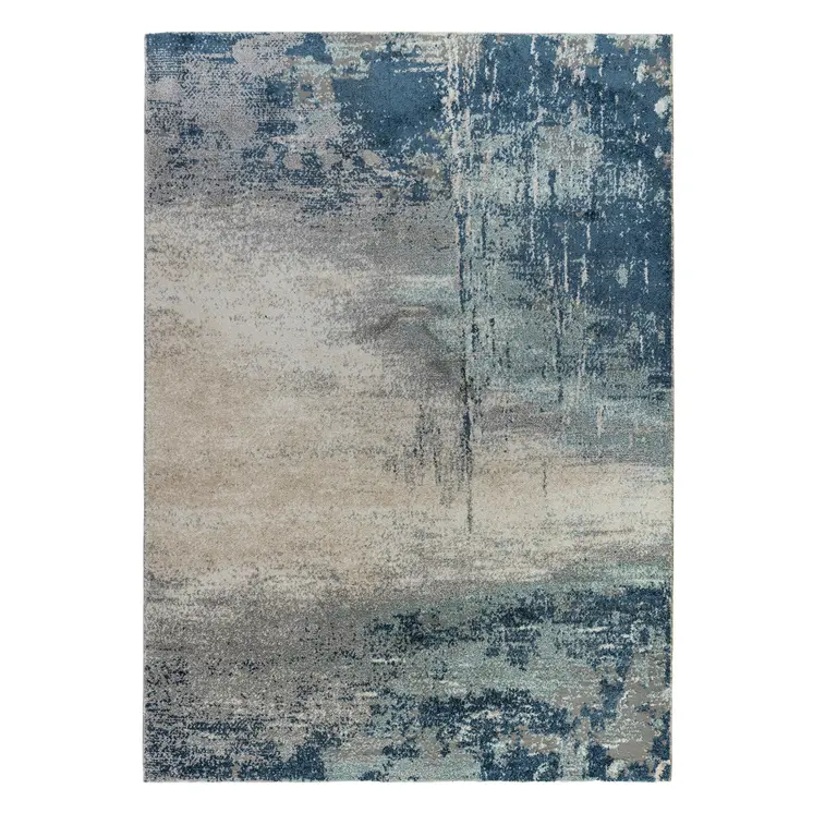 8' X 10' Dark Blue And Gray Abstract Area Rug