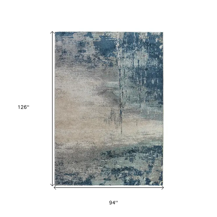 8' X 10' Dark Blue And Gray Abstract Area Rug
