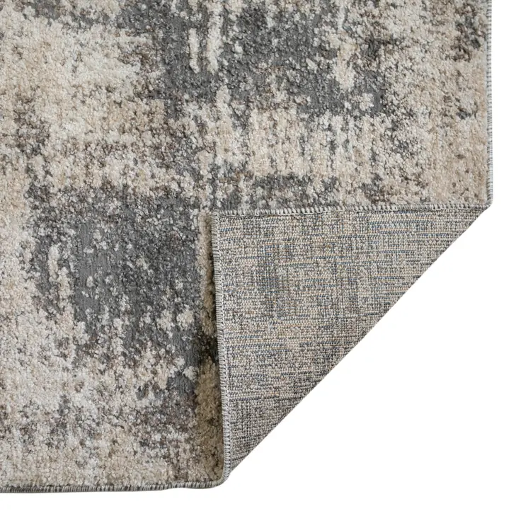 9' X 12' Gray and Beige Abstract Power Loom Area Rug