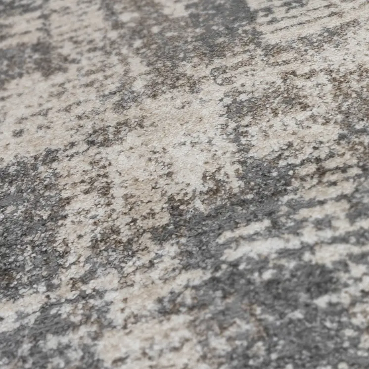 8' Gray and Beige Abstract Power Loom Runner Rug